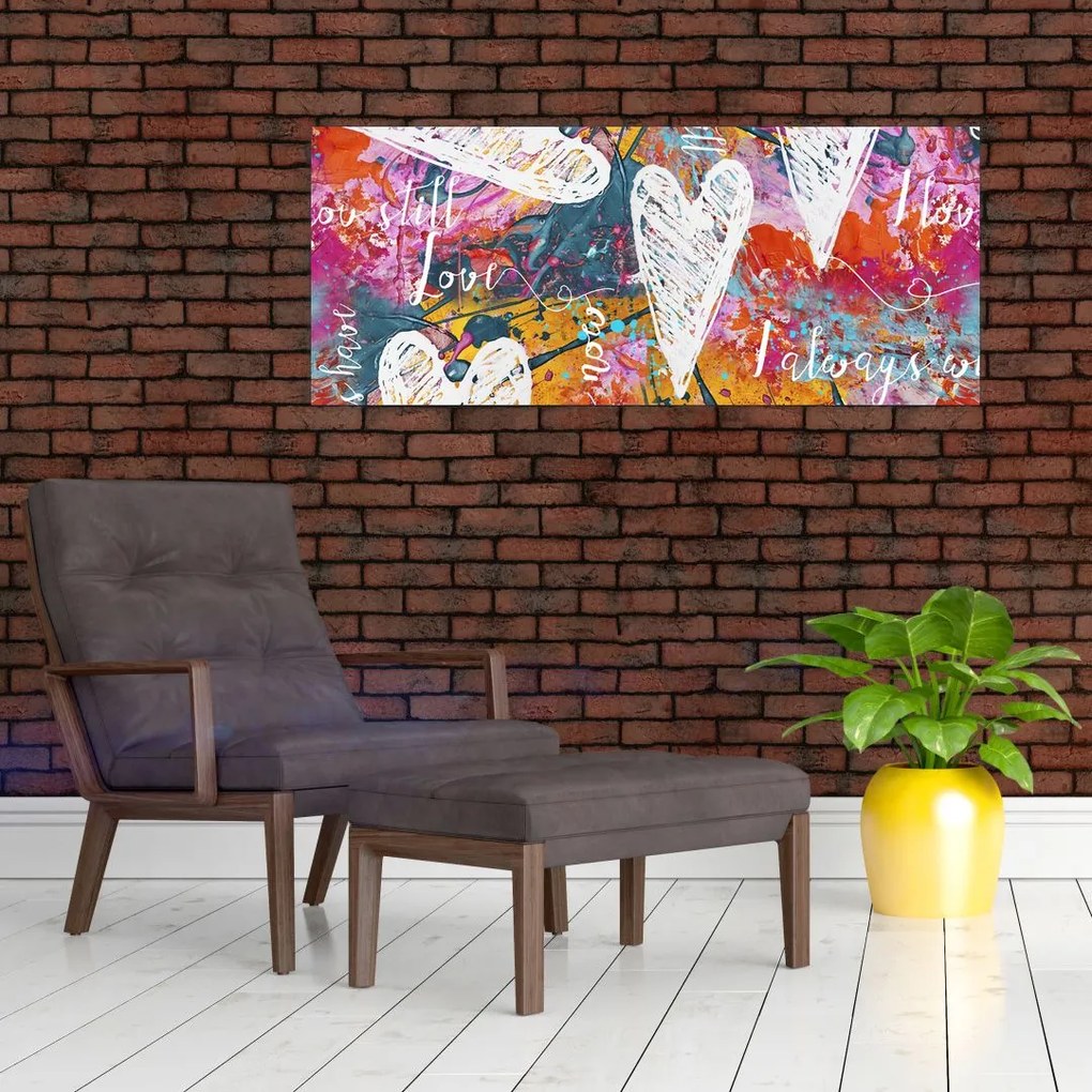 Obraz - Srdce na abstraktnom pozadí (120x50 cm)