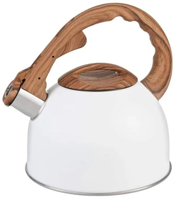 Pískací čajník biely - hnedý dekor 2,5 l