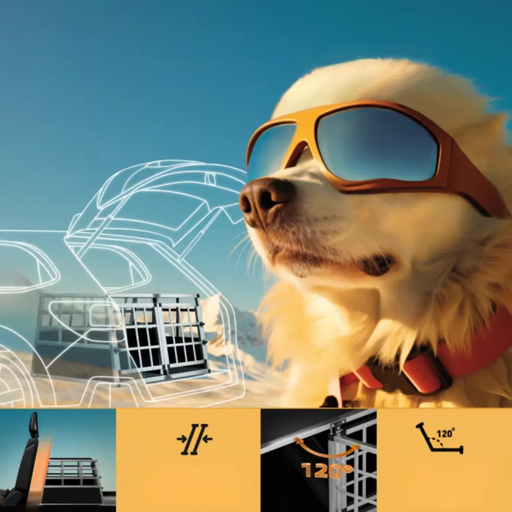 Prepravka pre psa BRUNO, 89x70x51cm strieborná/čierna Cadoca