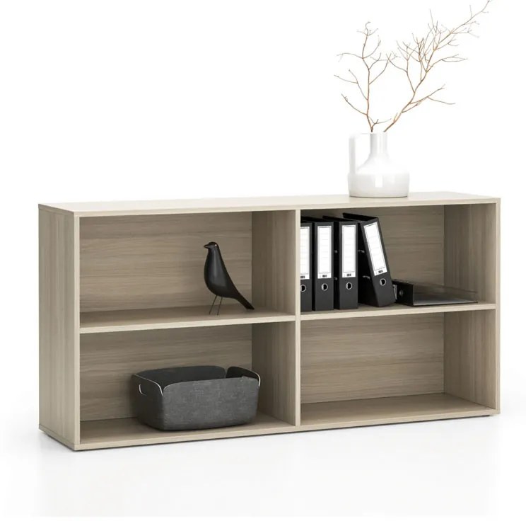 Kancelársky policový regál LAYERS, dlhý, 2 police, 1582 x 400 x 777, dub prírodný