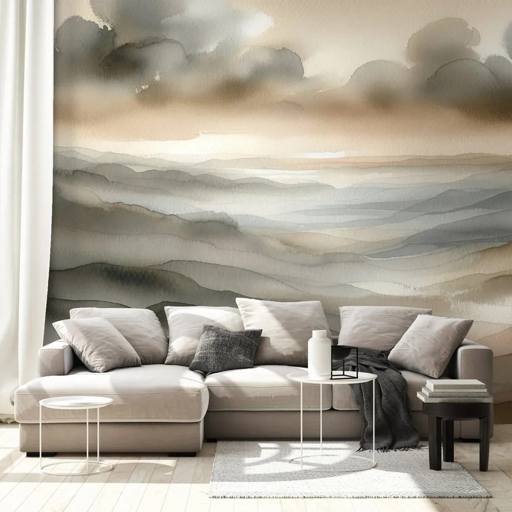 Samolepiaca tapeta akvarelová krajina v hmle