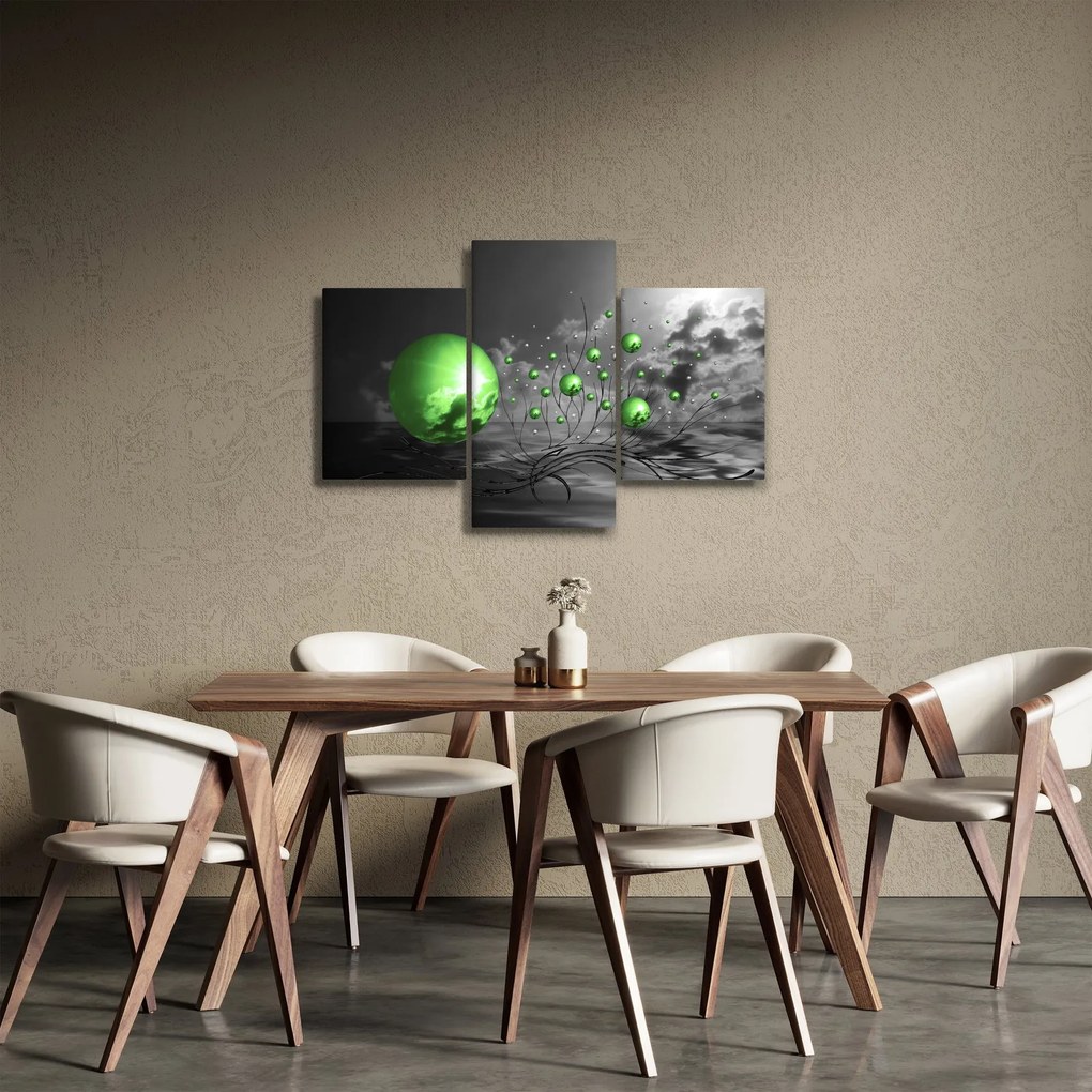 Obraz zelených abstraktných gulí (90x60 cm)