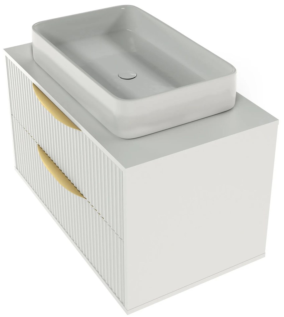 Závěsná skříňka pod umyvadlo Avila s deskou 80 cm bílá/zlatá