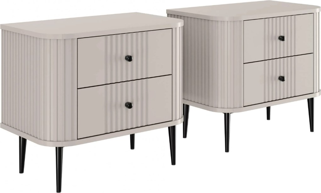 Nočné stolíky Vespera 56 cm - 2 ks - kašmírová / čierne nožičky