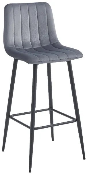 TRENDIE Zamatová barová stolička Florence tmavo sivá