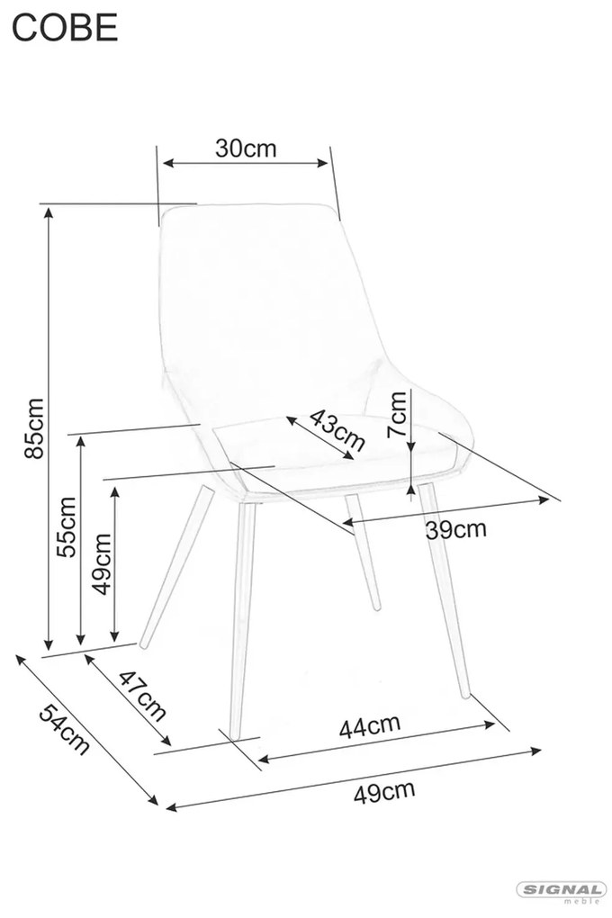 Čalouněná jídelní židle Cobe Velvet šedá