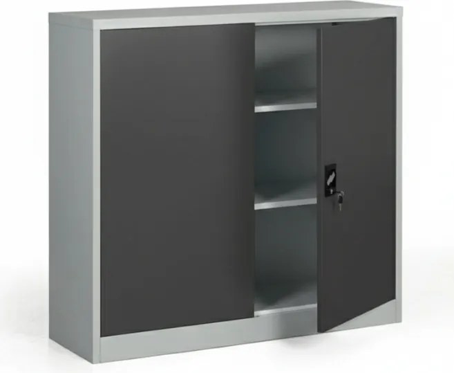 Kovová spisová skriňa, demontovaná, 2 police, 1200 x 1150 x 400 mm, tmavo sivá