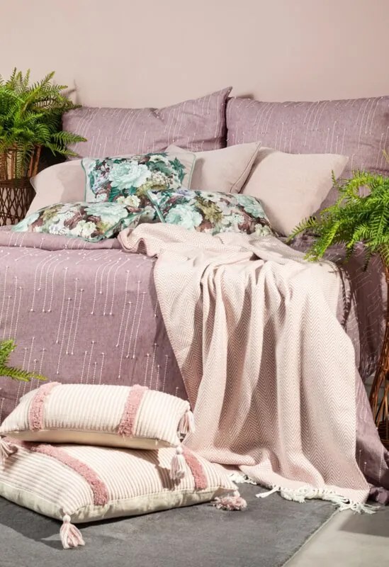 EUROFIRANY Bavlnená posteľná súprava s ozdobným prešívaním 160 cm x 200 cm viacfarebná 85% bavlna 15% polyester