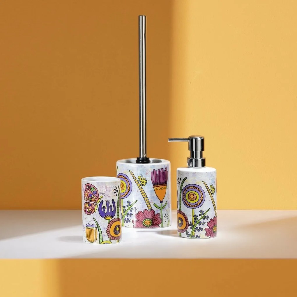 Wenko Keramický téglik na kefky Rollin'Art Full Bloom