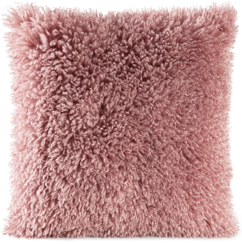 CHLPATÁ DEKORAČNÁ OBLIEČKA NA VANKÚŠ SANA 45X45 CM PÚDROVO RUŽOVÁ