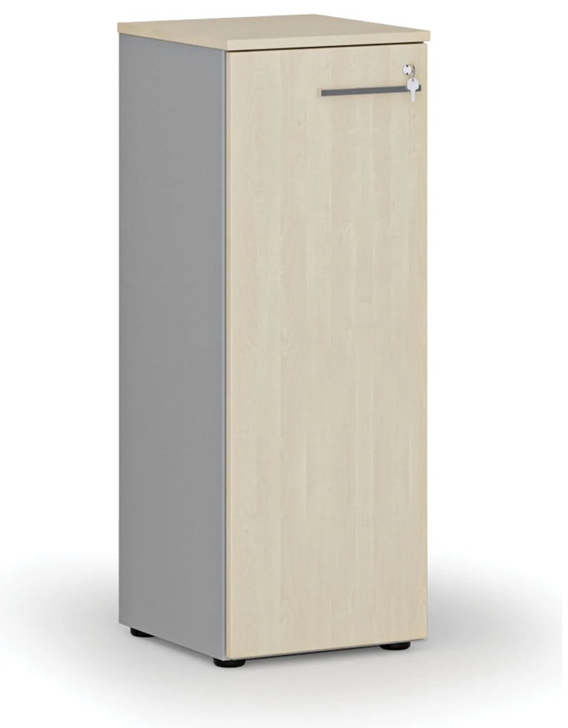 Nízka kancelárska skriňa s dverami PRIMO GRAY, 400 x 420 x 1087 mm, sivá/breza