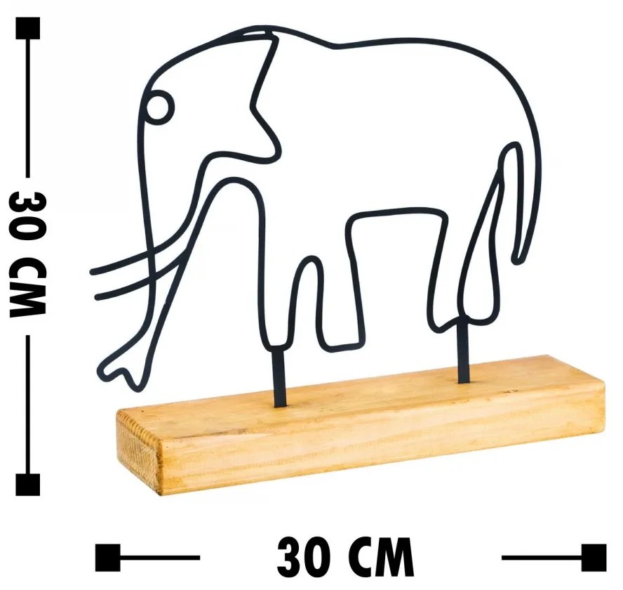Kovová dekorácia Elephant 30 cm čierna