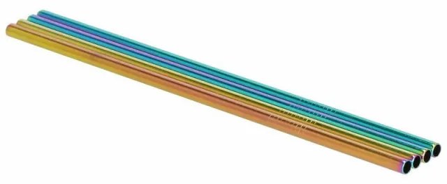 SPRINGOS Nerezová slamka na drinky, sada 10ks, dúhové SPRINGOS STRAW