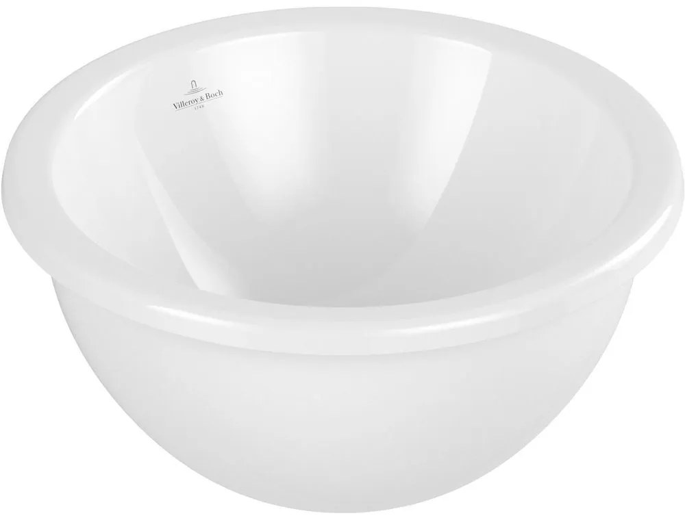 VILLEROY &amp; BOCH Loop &amp; Friends okrúhle umývadlo k zabudovaniu zospodu, bez otvoru, s prepadom, priemer 330 mm, biela alpská, 4A510001