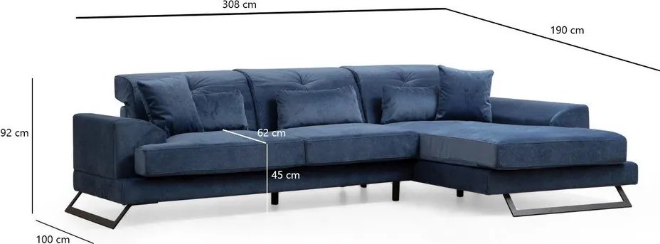 Modrá rohová pohovka (pravý roh) Frido – Balcab Home
