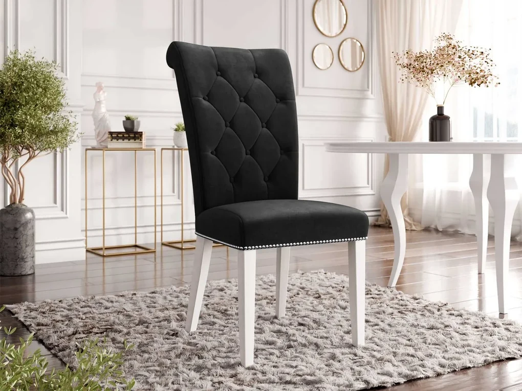 Čalúnená jedálenská stolička Piewik, Dostupné poťahy: Magic Velvet 2250, Farby nožičiek: čierna
