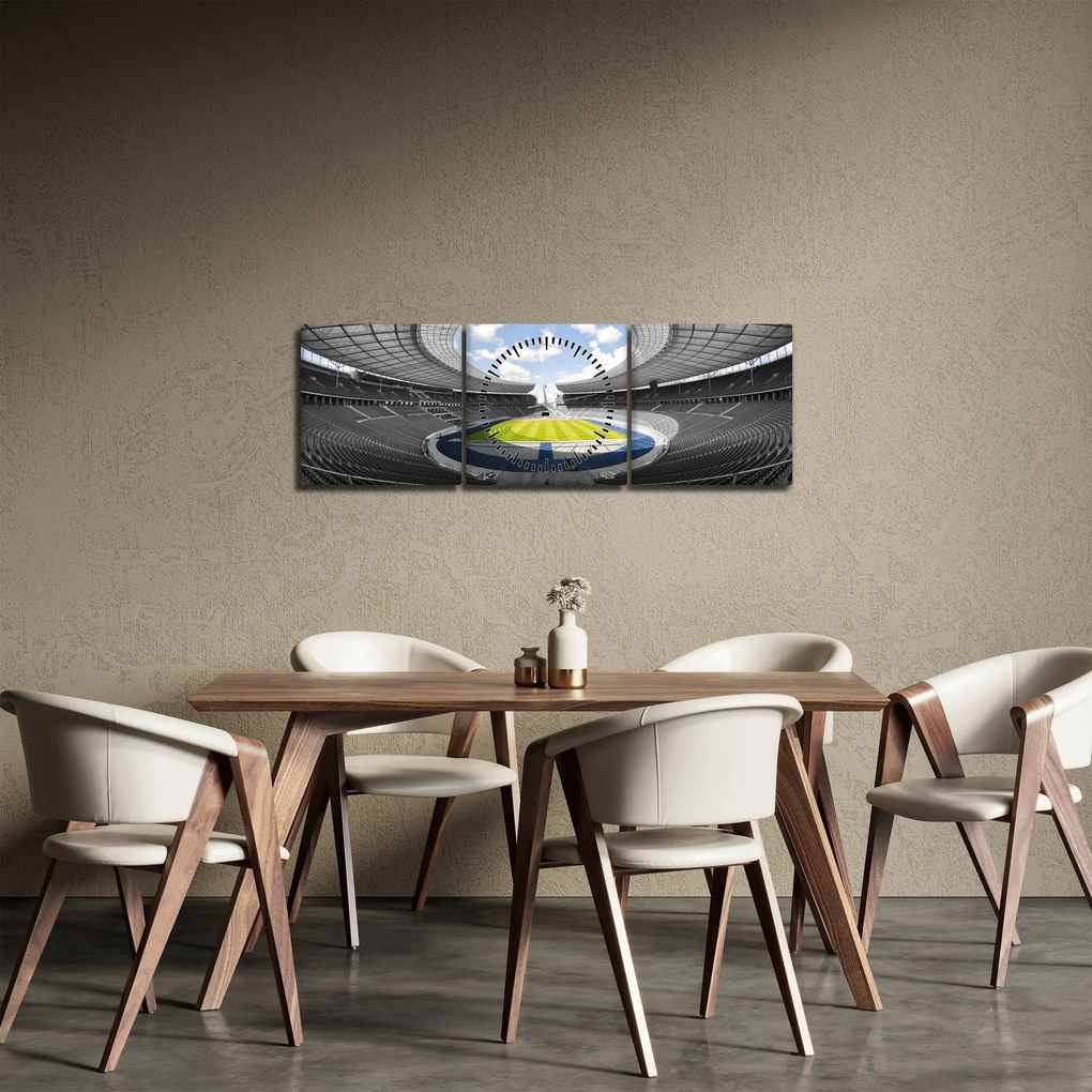 Obraz - futbalový štadión (s hodinami) (90x30 cm)