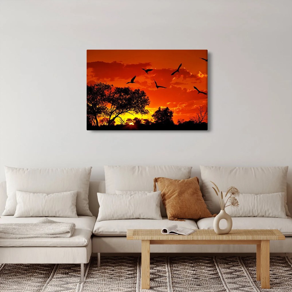 Obraz vtákov pri západe slnka (90x60 cm)