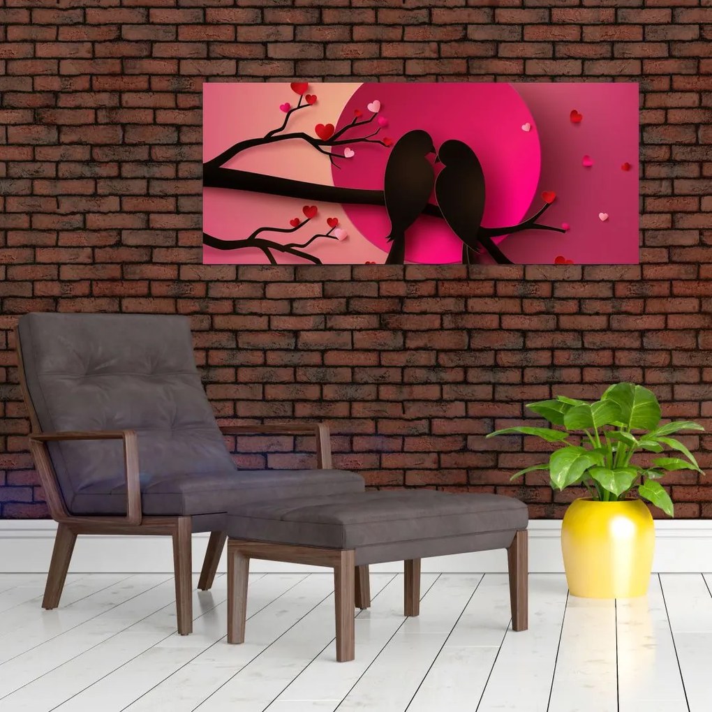 Obraz - Zamilované vtáčiky (120x50 cm)