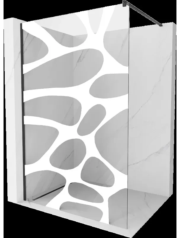 Mexen Kioto sprchová stena 100 x 200 cm, transparentnéné/biely vzor 8 mm, čierna - 800-100-101-70-97