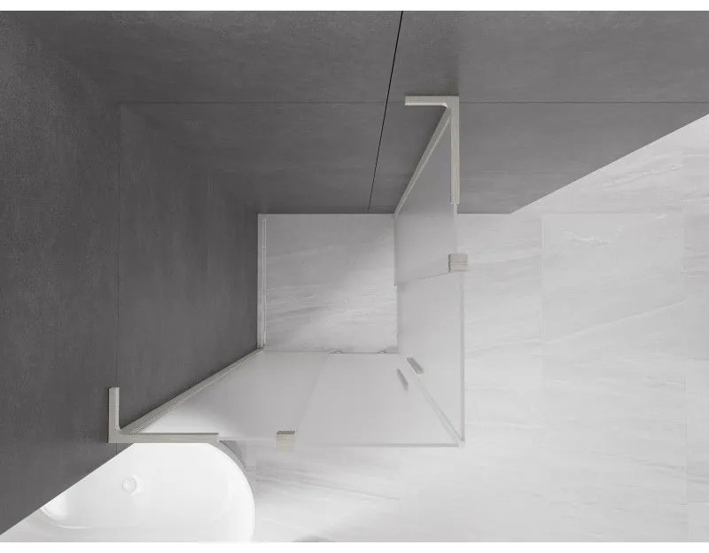 Mexen Velar L Duo, sprchový kút s posuvnými dverami 90 x 90 cm, 8mm sklo námraza, brúsená oceľ, 871-090-090-02-33-97