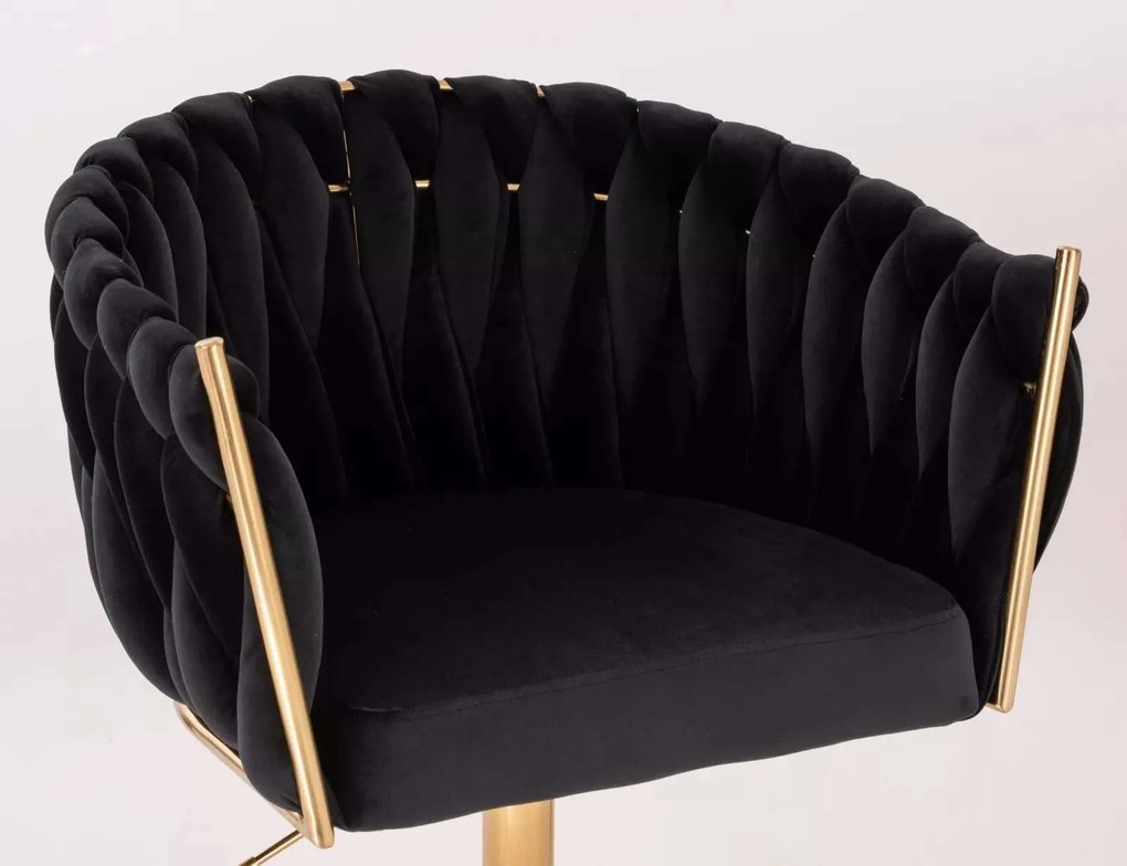 LuxuryForm DESIGN Stolička NORDEN VELUR na zlatom tanieri - čierna