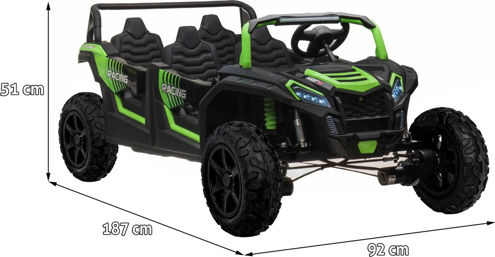Ramiz 4-miestna bugina ATV RACING UTV2000 s lítium-iónovou batériou zelená