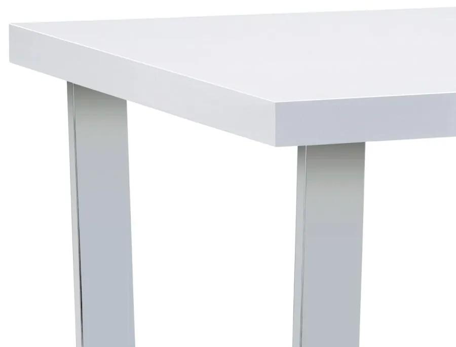 Autronic -  Jedálenský stôl AT-2088 WT, 150x90 cm, MDF, biely vysoký lesk, chromovaná podnož