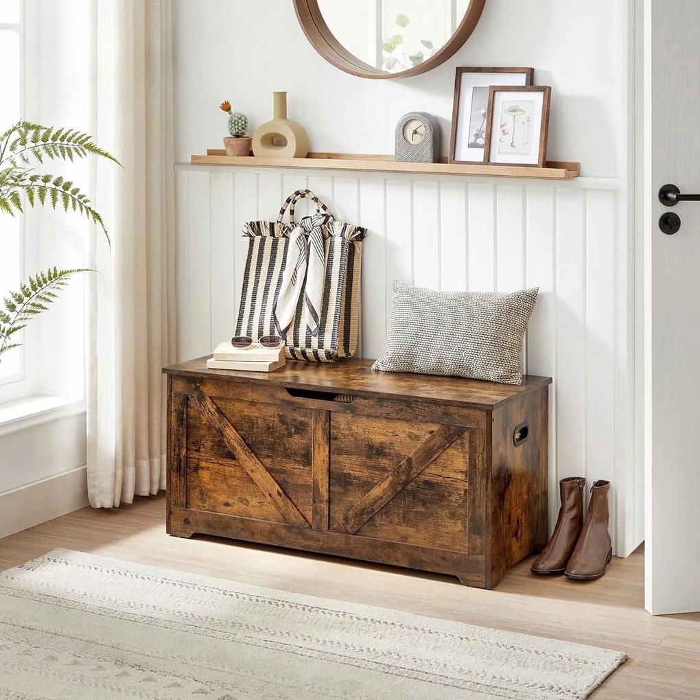 Úložný box s vekom TAYLOR 100x40 cm, rustikálne hnedý