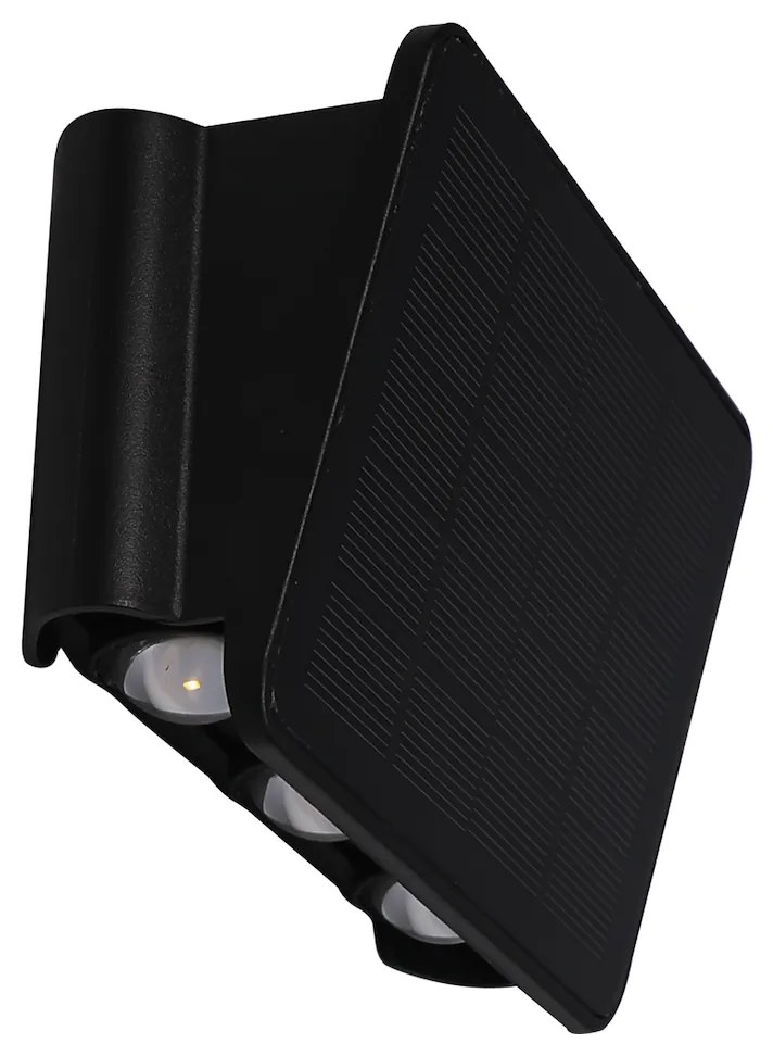 Exteriérové solárne nástenné LED svietidlo Alf1, 1x LED 2w, čierna