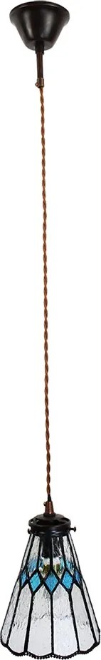 Závesná Tiffany lampa modré detaily BlueRhom - Ø 15*115 cm E14/max 1*25W