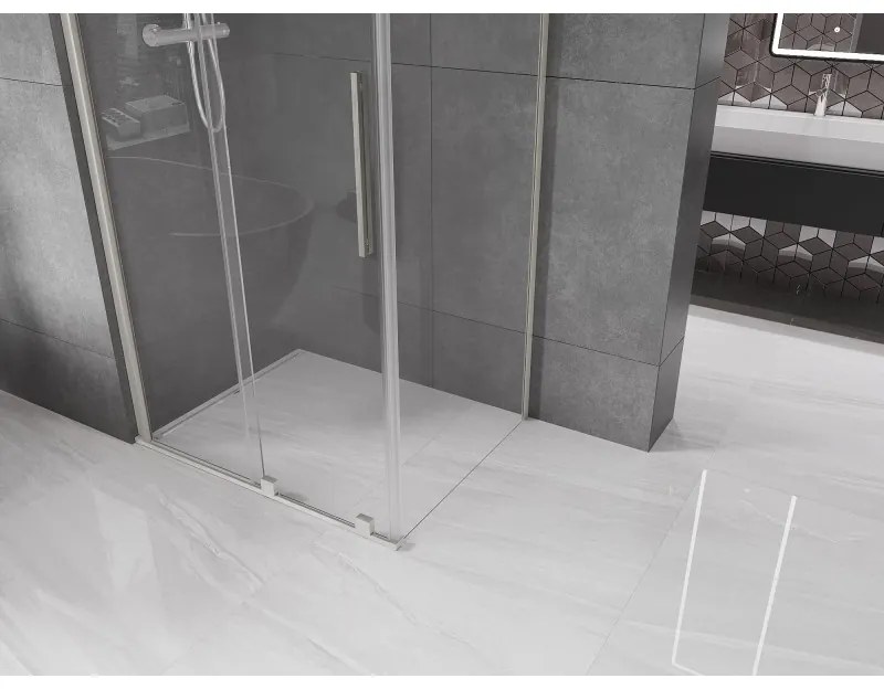 Mexen Velar, sprchový kút s posuvnými dverami 120 x 70 cm, 8mm číre sklo, brúsená oceľ, 871-120-070-01-97