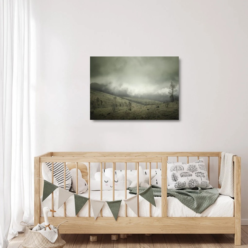 Sklenený obraz krajiny pred búrku (70x50 cm)