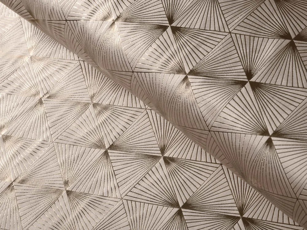 Biante Zamatová obliečka na vankúš Isabela IBL-010 Rose Gold trojuholníky na krémovom 40 x 60 cm