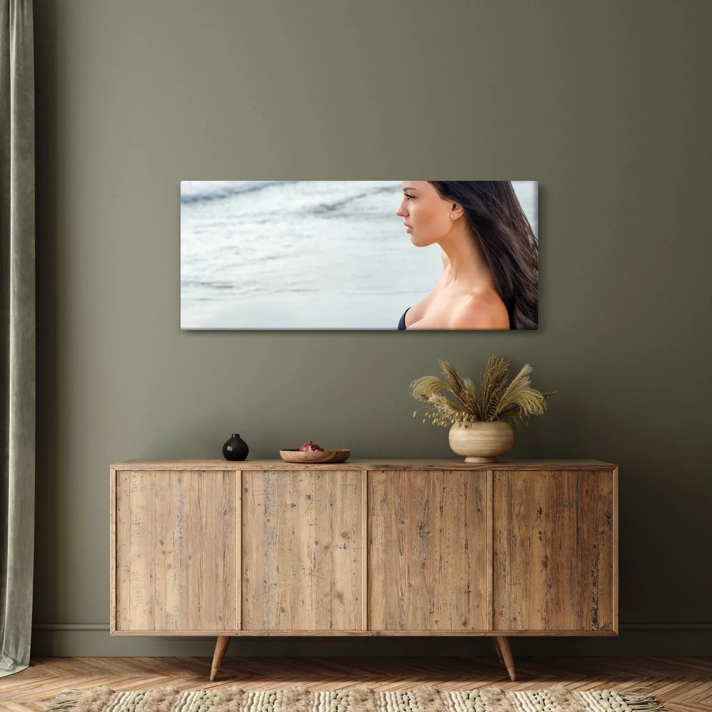 Obraz ženy na pláži (120x50 cm)