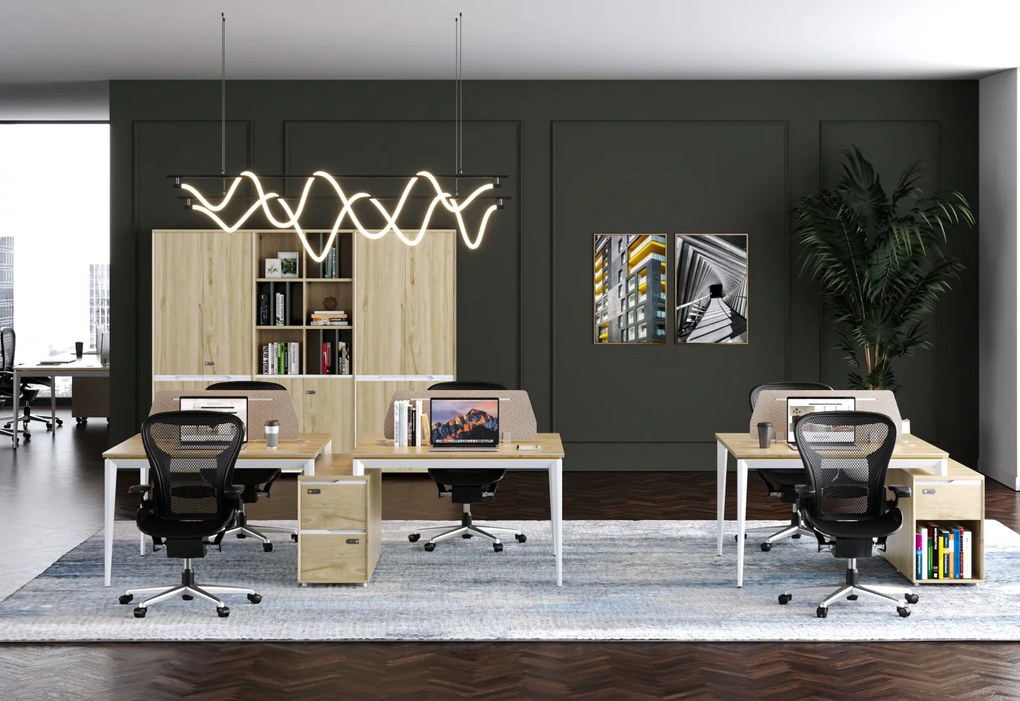 Kancelársky stôl so skrinkou Houseland Profit Max 03 1607 dub/biela