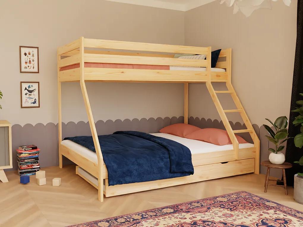 Poschodová posteľ ANAPURNA s rozšíreným spodným lôžkom 90x200 cm, 140x200 cm