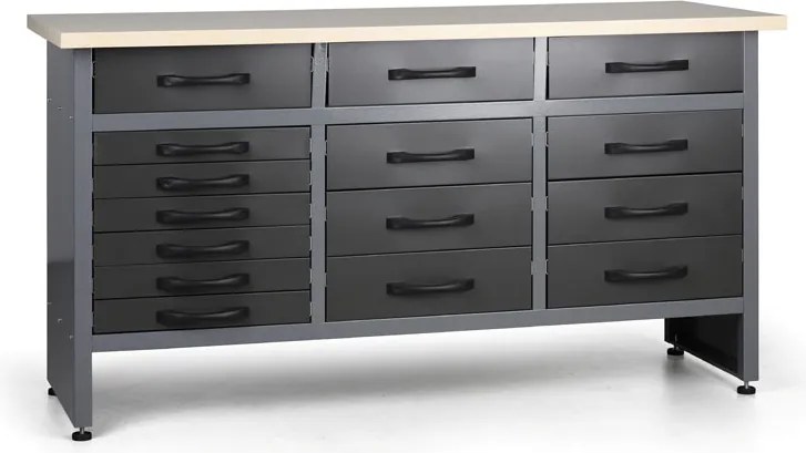 Pracovný stôl do dielne G1, 840 x 1600 x 600 mm, 15 zásuviek