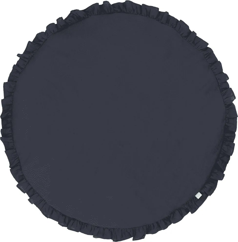 Detská ľanová podložka na hranie s volánom grafitová