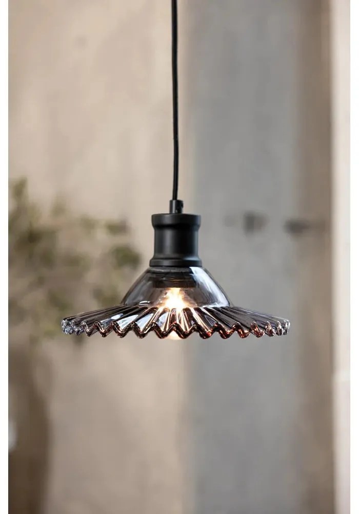 Čierne závesné svietidlo so skleneným tienidlom ø 21,5 cm Novia – Markslöjd