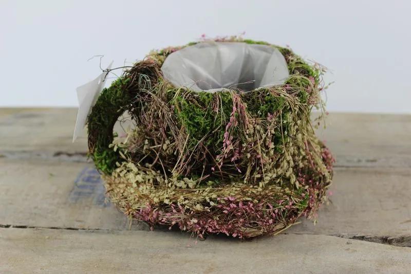 Zeleno fialový prírodný kvetináč tvaru šálky 16cm