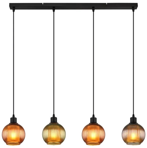 Globo 15638-4 - Luster na lanku ZUMBA 4xE27/25W/230V meď/zelená/modrá