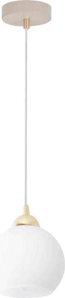 Závesné svietidlo Eliza, 1x biele sklenené tienidlo, g/be