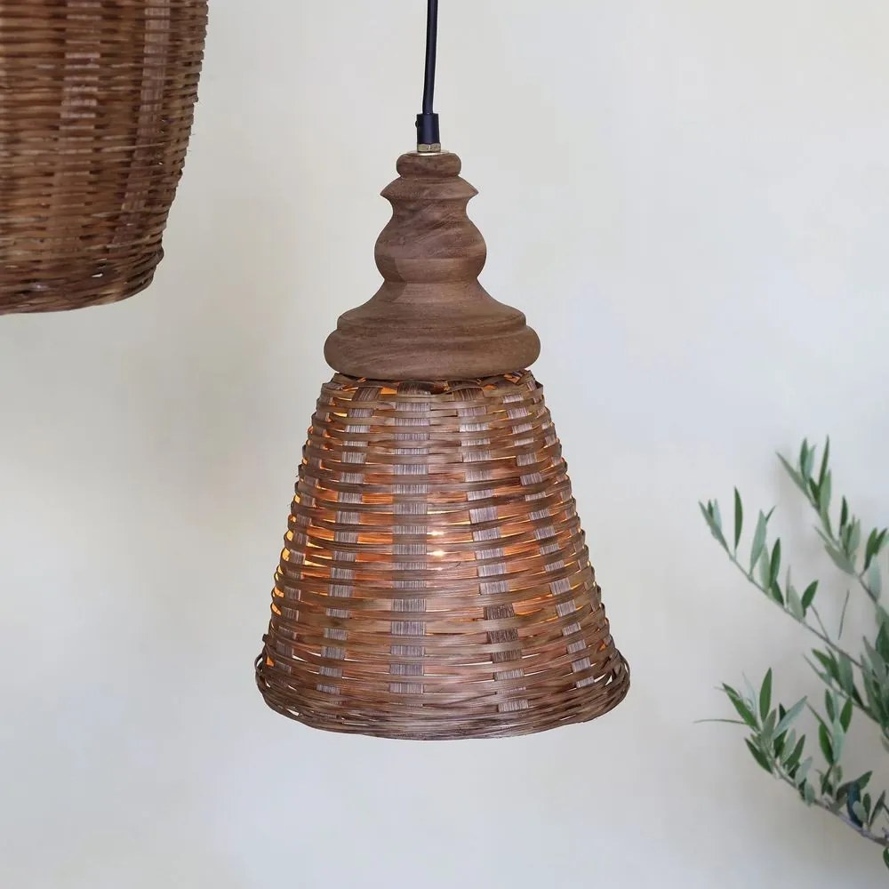 Prírodné antik závesné svetlo s bambusovým tienidlom Lamp Bamboo - Ø41*52cm/ E27/ 40W