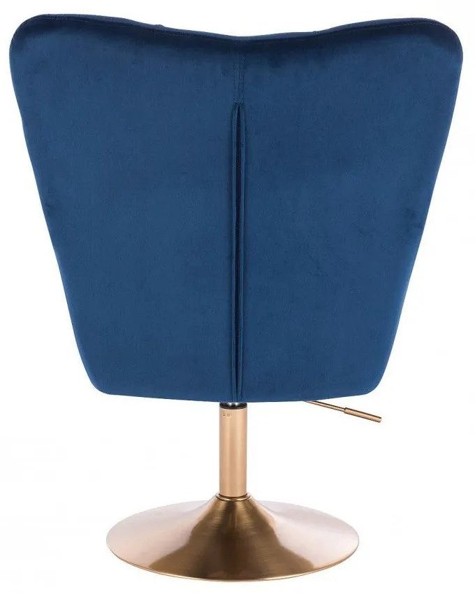 LuxuryForm DESIGN Kreslo AURORA VELUR na zlatom tanieri - modré