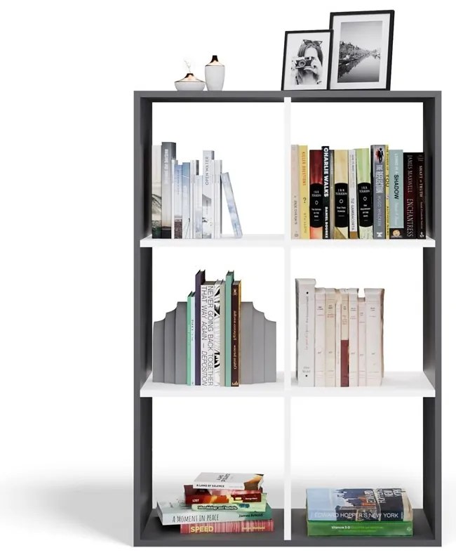 Regál Malax 2x3 110 cm antracit/bílý