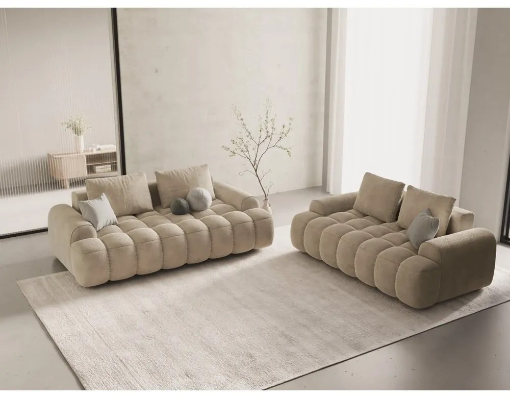 Béžová zamatová pohovka 200 cm Linz – Cosmopolitan Design