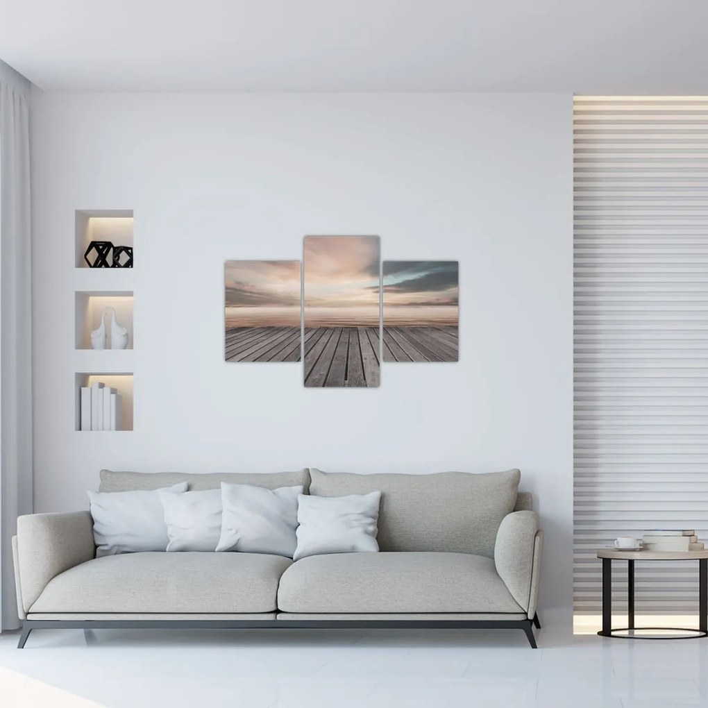 Obraz - Mólo pri západe slnka (90x60 cm)