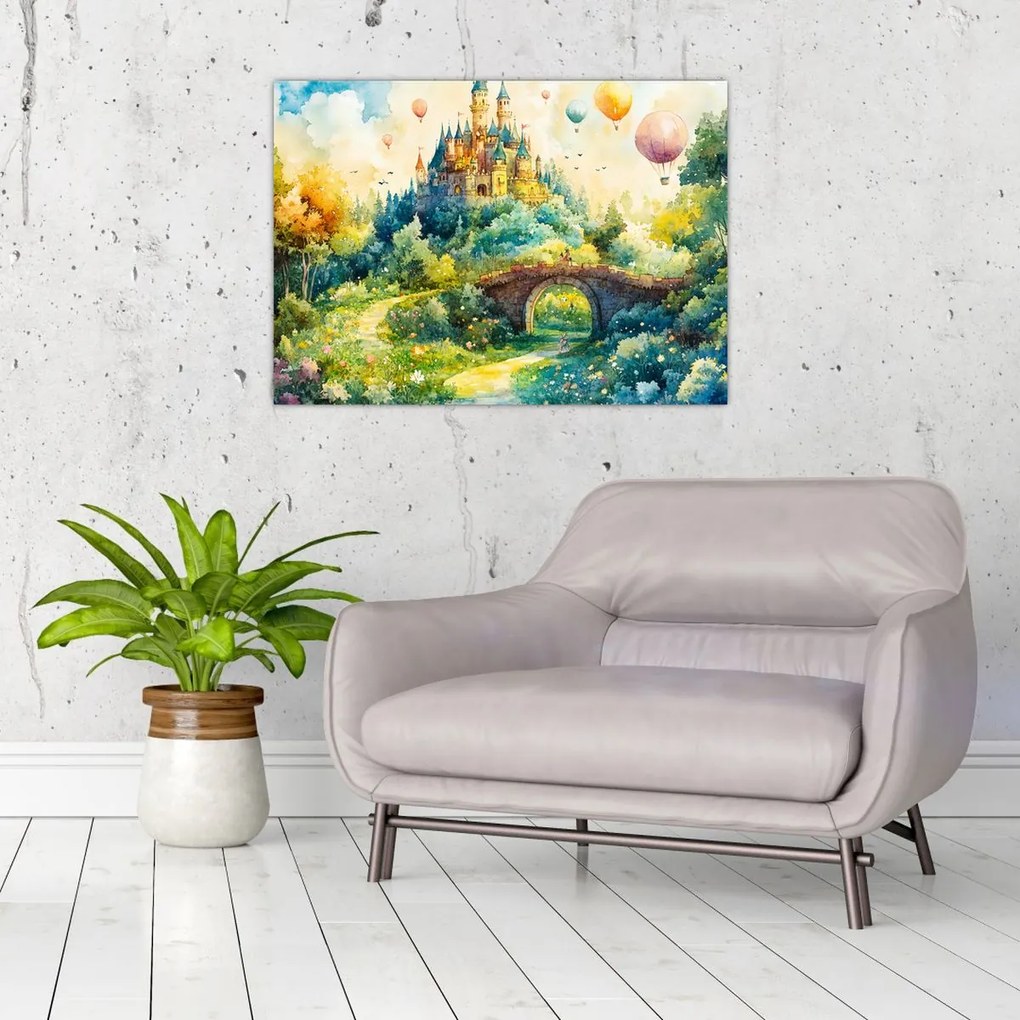 Sklenený obraz - Rozprávkový zámok (70x50 cm)