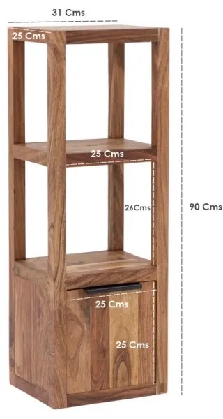 furniture-nabytek.cz - Masívna kúpeľňová závesná skrinka Sydney z akácie, lakovaná, hnedá – 31×25×90 cm